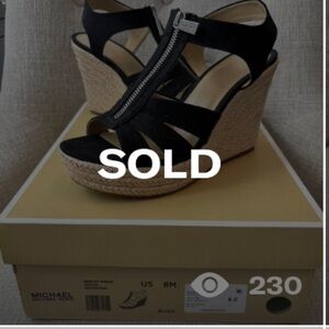 💗SOLD💗 Michael Kors Black and Tan Wedge Sandals